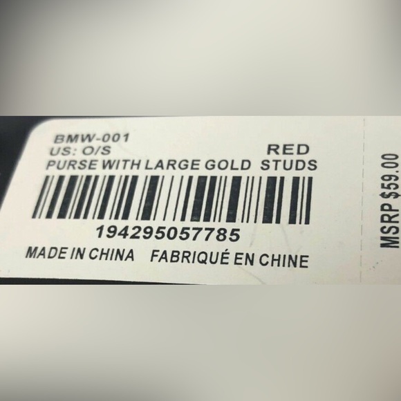 Badgley Mischka Red Large Zip around Wallet - Glam Gold Studs & Hardware! - Picture 6 of 7